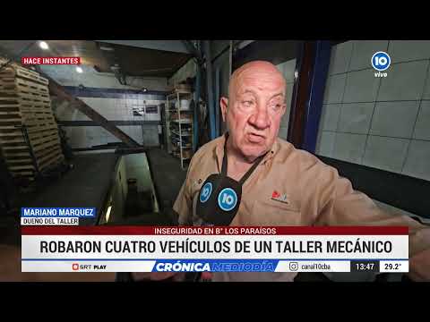 Robaron cuatro vehículos de un taller mecánico