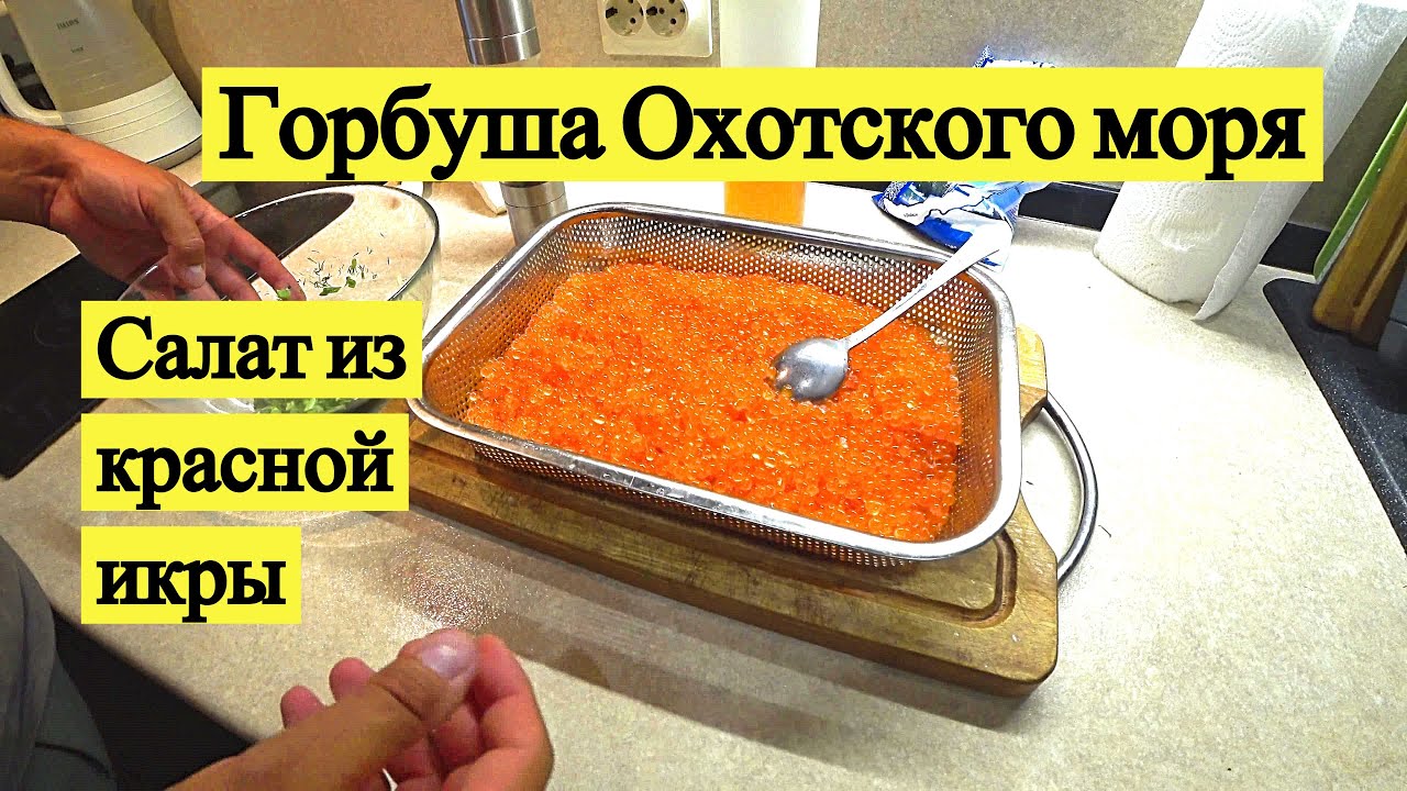 Горбуша Охотского моря. Салат из красной икры