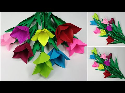 Very Easy and Beautiful Paper Flower Making Idea For Room Decor || How to make Flowers with paper