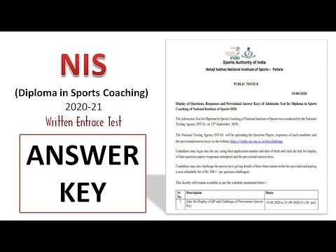 NIS Answer Key | Diploma in Sports Coaching | Written...