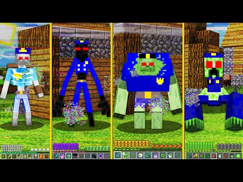 MUTANT POLICE MOBS BECAME .EXE MOBS SKELETON ZOMBIE ENDERMAN CREEPER HOW TO PLAY in MINECRAFT Battle