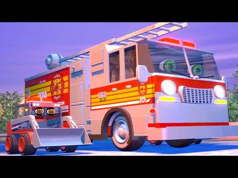 Fire Truck Wheels Go Round & Round Nursery Rhyme & Kids Car Cartoon Video