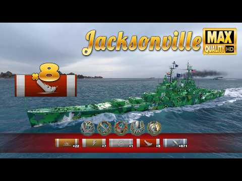 Cruiser Jacksonville   8 ships destroyed on map Shards   World of Warships