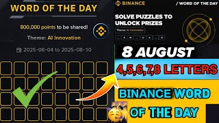 Binance Word of the Day Answer Today 8 August 2025 | 7 Letter Binance Word of the Day Answer