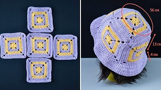 How to Crochet Granny Square Bucket Hat Miarti🧶