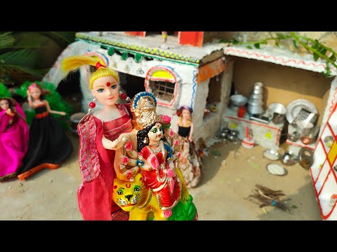 Barbie Doll All Day Routine In Indian Village|barbie ki kahani|bedtime stories|#mininavratri