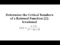 Critical Numbers in Rational Functions