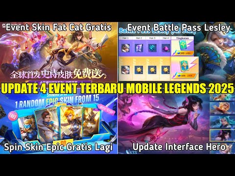 UPDATE EVENT SKIN FAT CAT GRATIS, BATTLE PASS LESLEY ALL STAR?, SHINNING SPIN SKIN EPIC GRATIS MLBB