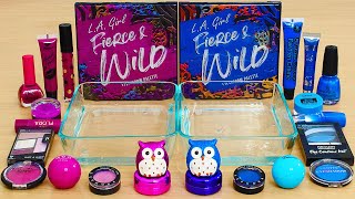 Purple Pink vs Blue - Mixing Makeup Eyeshadow Into Slime ASMR
