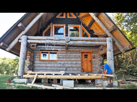 Finally Balcony and Front Porch / Off Grid CABIN Building (S4 Ep16)