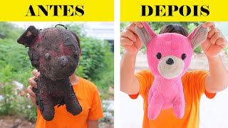 Eu fiz esse bichinho de pelúcia como novo de novo | Limpeza de carpete ASMR satisfatória #asmr