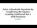 Quadratic Equation: Completing the Square