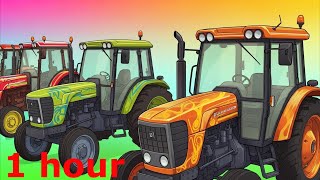 Tractors with Unique Paint jobs in a Farm - Learn Colors with Super Farm Vehicles