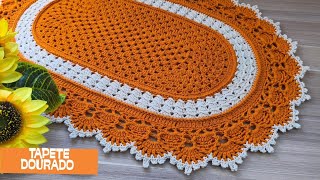 Tapete Dourado em crochê oval @lucivaniaartescroche #crochet #videoaula #handmade #artesanato
