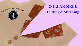 Very easy new collar neck cutting and stitching | Kurti collar neck cutting #collarneckdesign