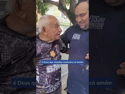 Esse corintiano de 90 anos ganhou um presente #eusoupintor @corinthians