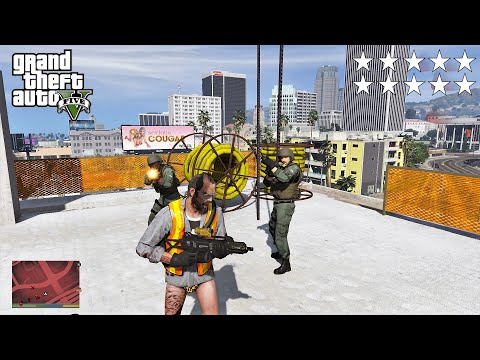 GTA 5 - Trevor's TEN STAR COP BATTLE AT THE LITTLE SEOUL CONSTRUCTION SITE (GTA V Funny Moments)