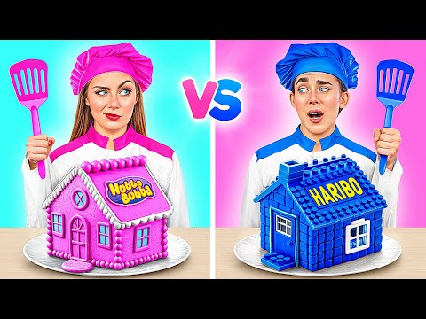 Rosa VS Azul Desafío de Decoración de Pasteles | Niños vs Niñas Momentos Divertidos por Multi DO