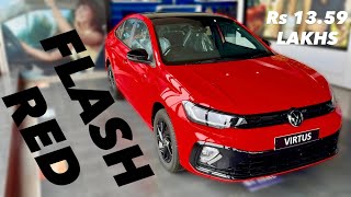 2025 VIRTUS GT LINE 1.0L MT IN FLASH RED COLOR ❤️ Rs 13.59 LAKHS 😍 BEST LOOKING COLOR OF 2025 VIRTUS
