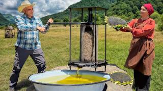 Harvesting Sunflowers and Making Homemade Oil in a Mountain Village