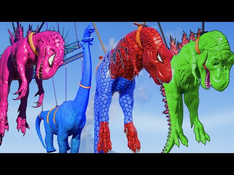 ALL Dinosaurs Battle Pro Superhero Spiderman Shark King , TRex  Spinosaurus Jurassic World Evolution