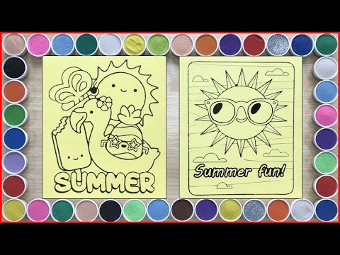 Sand painting summer and the sun, satisfying - Tô màu tranh cát mặt trời và mùa hè (ChimXinhchannel)