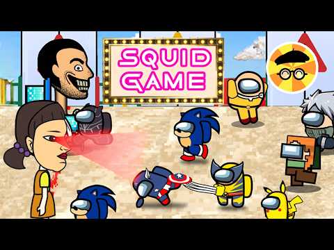 Anime Hero Among Us & TV man play Squid Game