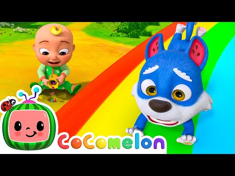 Sliding Down The Rainbow 🌈 JJ & The Beanstalk | CoComelon JJ's Animal Time | Animal Songs