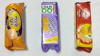 Marie light orange vs 50-50 Golmaal vs Sunfeast Glucose Biscuit 🍪🍪