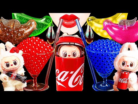ASMR RAINBOW DRINKS *LABUBU BLIND BOX, BIRD GLASS, FROG EGGS, POPPING BOBA, DRINKING SOUNDS MUKBANG