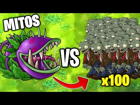 1 Carnívora Titán vs x100 Zombies (solo un bocado) - 10 MITOS DE PVZ FUSION