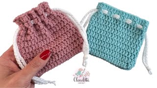 How to Crochet a Mini Drawstring Bag | Easy Beginner Tutorial