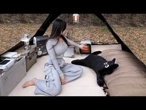 SOlO CAMPING IN A COZY TRIANGLE TENT 🏕️ CAMPING ASMR