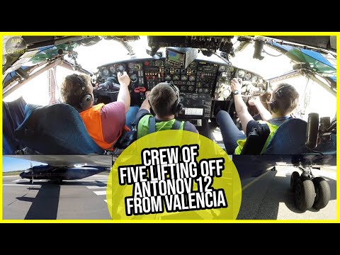 Classic CRM! Crew of FIVE Lifting Off Antonov 12 from Valencia, Spain towards France! [AirClips]