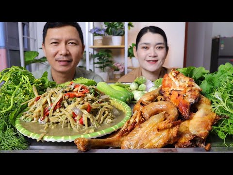 ปิ้งไก่บ้าน กินกับซุปหน่อไม้ใส่ถั่วดินคั่วหอมๆแซ่บๆ 26 มิถุนายน พ.ศ.2568