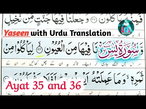 Hifz Surah Yaseen word by word with Urdu Translation || Yaseen verses 35 and 36 || For beginners