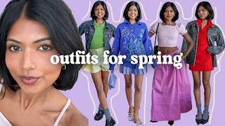 13 spring outfits 💗 colourful + thrifted lookbook
