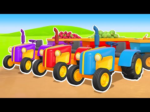 ¡Los tractores necesitan ayuda! Dibujo animado infantil de coches.