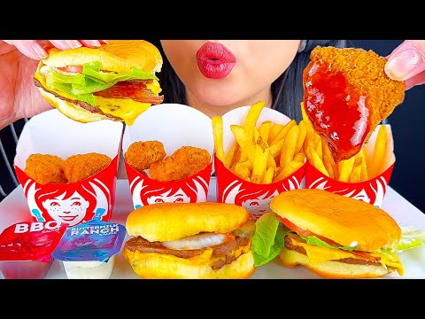 I Ordered 2 Wendy's Dinky Biggie Bag Meal (ASMR) - Double Stack Cheeseburger & Chicken Nuggets