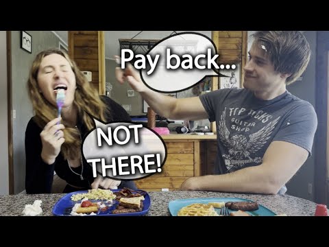 STARTING A FOOD FIGHT TO SEE HIS REACTION - BREAKFAST MUKBANG