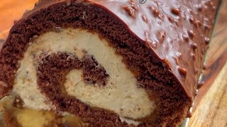 La Bûche roulée Chocolat Praliné cacahuète Vanille