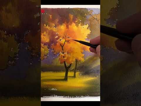 Watercolor Tree Painting - Huang Youwei #aquarelle #painting #treepainting