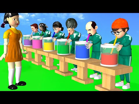 Squid Game vs Scary Teacher 3D Water Drinking Straw Nick & Tani vs Miss T 5 Times Challenge