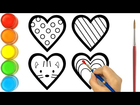 Menggambar Dan Mewarnai Bermacam-macam Motif Hati Warna Warni Untuk Anak-anak
