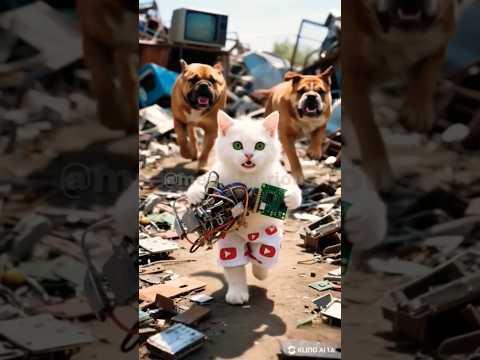 Kitten builds a powerful red robot from scratch 🤖🐱 #viralvideo #funny #cat #cute