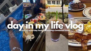 DIML VLOG ! hang out and cook game day food with me + breakfast date + swimming + skin update
