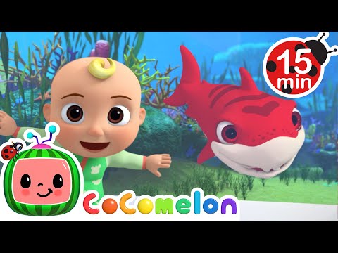 🦈Colorful Baby Sharks🦈 | 15 MIN LOOP | CoComelon Animal Time | Nursery Rhymes