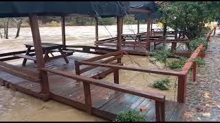 Alanya’da aşırı yağışlar Alara Çayı’nı taşırdı