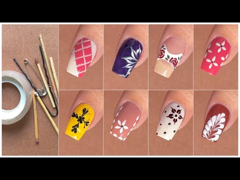 Top 10 Easy and simple nail art designs with household items || Nail art for beginners