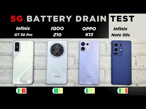 (5G) Battery Drain Test | Infinix GT 30 Pro vs iQOO Z10 vs OPPO K13 vs Infinix Note 50s